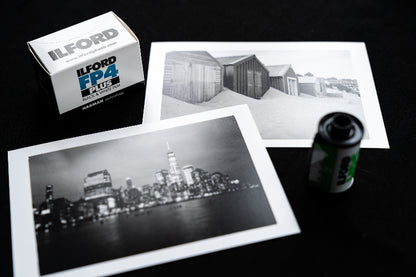 FP4 fit and with black and white prints  on a dark surface